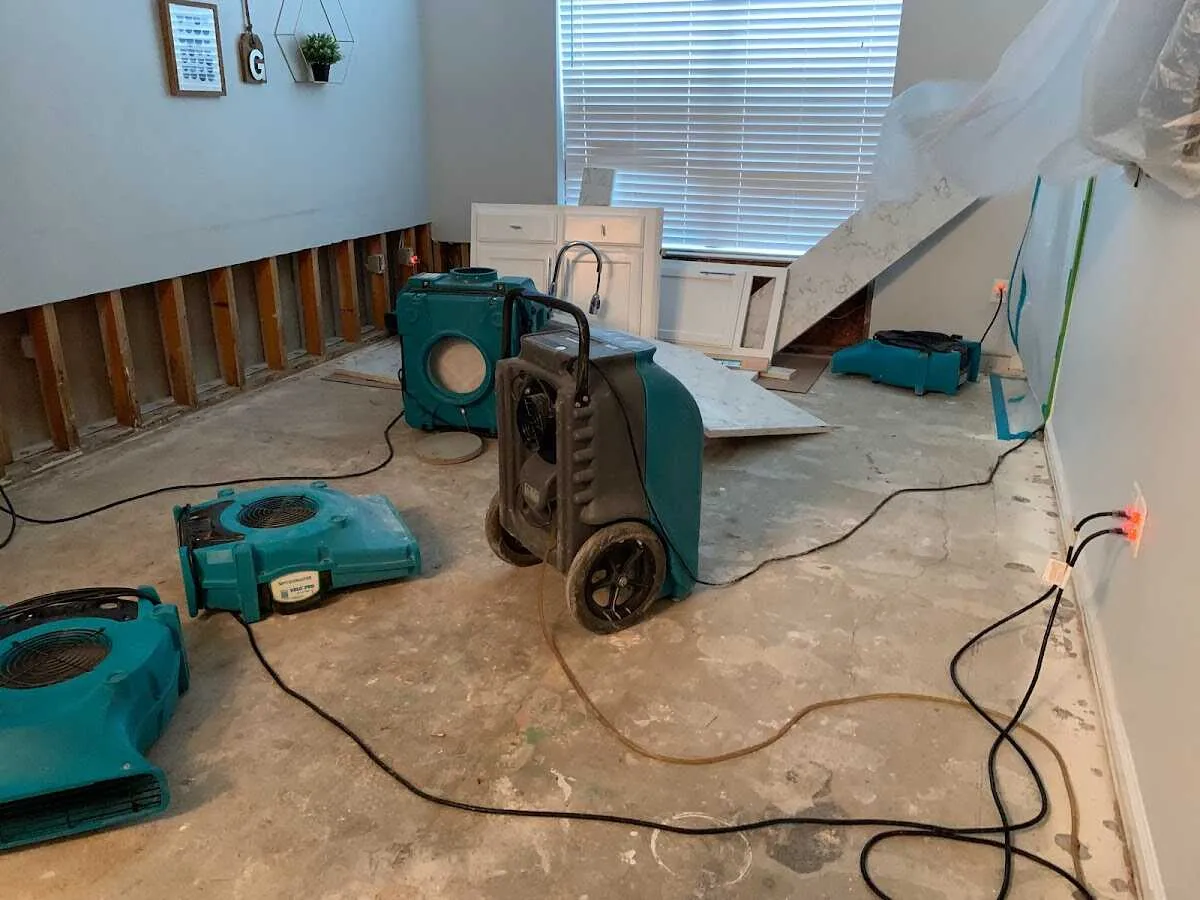 Dehumidifier in flood-cut room for Water Damage Restoration in Patton